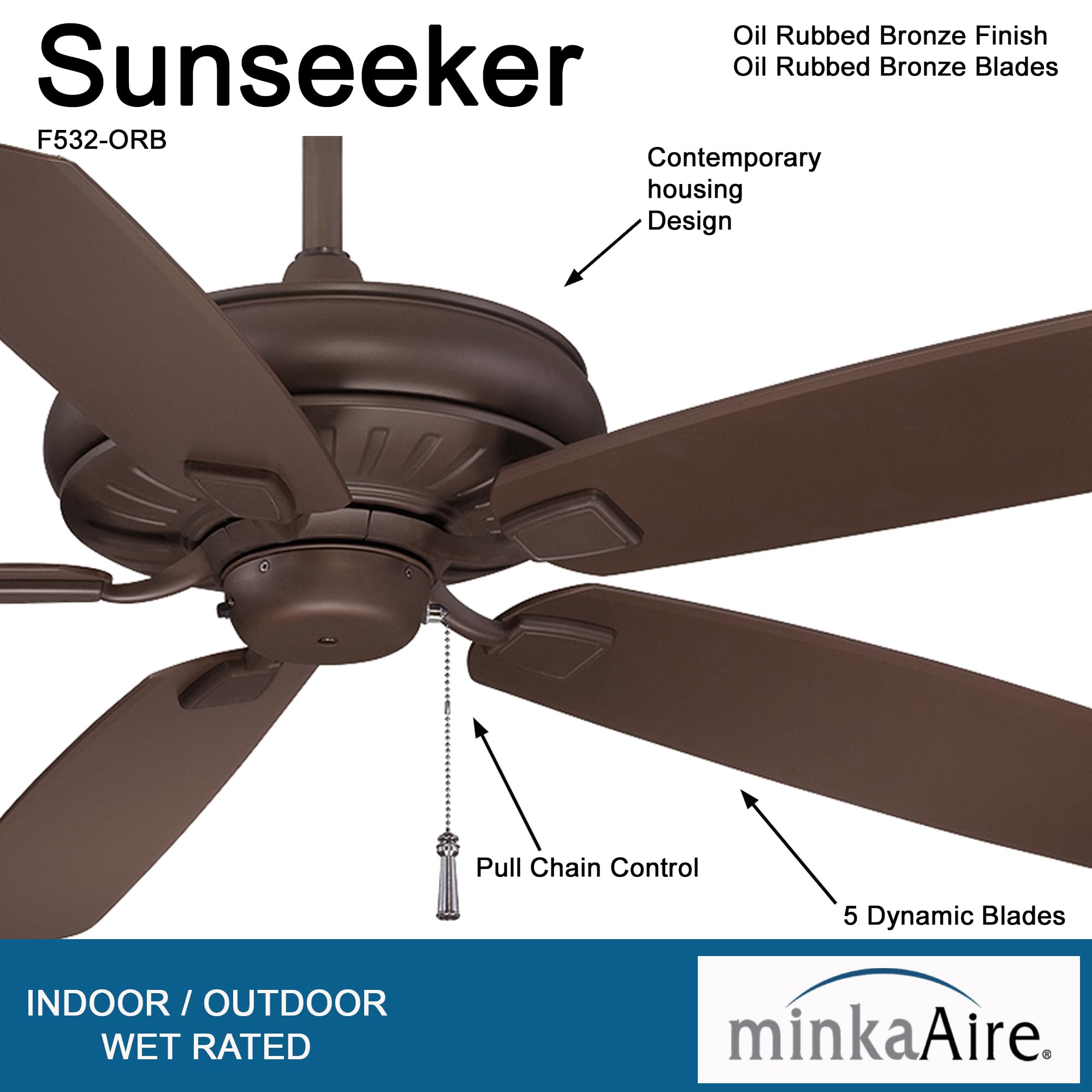 Minka-Aire F532-ORB Sunseeker 60 Inch Outdoor Ceiling Fan Pull
